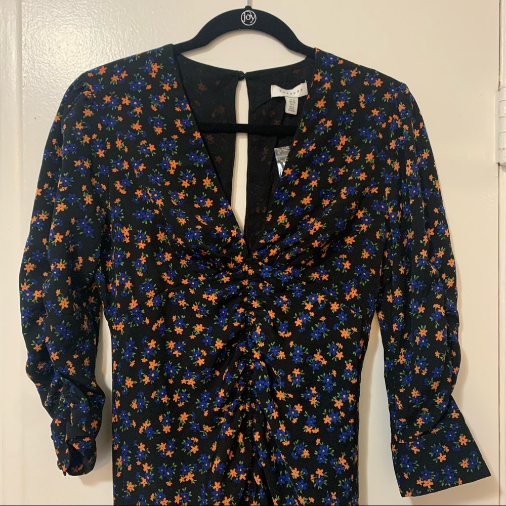 Floral Quarter Sleeve Midi Dress